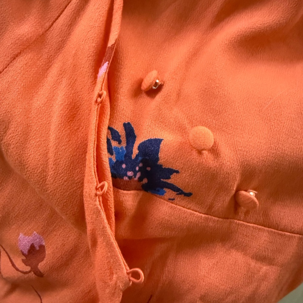 Free People Orange Floral Wrap Mini Dress - Picture 4 of 6